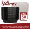 Reli. Meal Prep Containers 24 oz. | 50 Pack | 1 Compartment Food Container w/Lids | Microwavable Food Storage, To Go | Black Reusable Bento Box/Lunch Box for Meal Prep