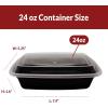 Reli. Meal Prep Containers 24 oz. | 50 Pack | 1 Compartment Food Container w/Lids | Microwavable Food Storage, To Go | Black Reusable Bento Box/Lunch Box for Meal Prep