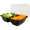 Reli. Meal Prep Containers, 30 oz. (50 Pack) – Black 2 Compartment Food Container with Lid, Microwavable Food Storage | Black Reusable Bento Box/Lunch Box for Meal Prep (30 oz)