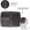 Reli. Meal Prep Containers, 32 oz. | 40 Pack | 3 Compartment Food Container w/Lids | Microwavable Food Storage, To Go | Black Reusable Bento Box/Lunch Box for Meal Prep