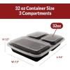 Reli. Meal Prep Containers, 32 oz. | 40 Pack | 3 Compartment Food Container w/Lids | Microwavable Food Storage, To Go | Black Reusable Bento Box/Lunch Box for Meal Prep