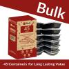 Reli. Meal Prep Containers, 38 oz. | 45 Pack | Large 1 Compartment Food Container w/Clear Lids | Microwavable Food Storage | Black Reusable Bento Box/Lunch Box for Food/Meal Prep
