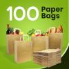 Reli. Paper Grocery Bags w/Handles (100 Pcs, Bulk)(12″x7″x14″) Large Paper Grocery Bags with Handles – Heavy Duty 57 Lbs Basis – Shopping, Takeout/To Go, Retail (Brown/Kraft)