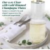 Reli. Plastic Champagne Flutes (50 Pack, 9oz) Clear w/Gold Rim, Stemless | Disposable Champagne Flutes for Champagne, Mimosa, Cocktail, Wedding | BPA-Free Champagne Glasses Plastic, Shatterproof