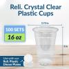 Reli. Plastic Cups 16 oz (100 Pack) | Clear Plastic Cups Disposable | PET Clear Disposable Bulk | 16oz PET Drinking Containers for Party, Iced Coffee, Cold Drinks, Smoothies, To Go