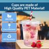 Reli. Plastic Cups with Lids 12 oz (150 Sets) | Clear Plastic Cups with Lids | Clear Disposable PET Bulk | 12 oz PET Container with Flat Tops for Desserts, Iced Coffee, Smoothies, To Go Drinks