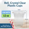 Reli. Plastic Cups with Lids 12 oz (150 Sets) | Clear Plastic Cups with Lids | Clear Disposable PET Bulk | 12 oz PET Container with Flat Tops for Desserts, Iced Coffee, Smoothies, To Go Drinks