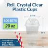 Reli. Plastic Cups with Lids 20 oz (100 Sets) | Clear Plastic Cups with Dome Lids | 20 oz PET Clear Disposable Bulk | PET Containers for Party, Iced Coffee, Smoothies, To Go Drinks