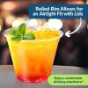 Reli. Plastic Cups with Lids 9 oz (200 Sets) | Clear Plastic Cups with Lids | 9 oz Disposable PET Bulk | PET Container Clear with Flat Tops for Party, Desserts, Coffee, To Go Drinks(9 oz)