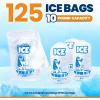 Reli. Plastic Ice Bags 10 lb (125 Pack) Cotton Drawstring | 12″x21″ Reusable Heavy Duty Bags for Ice Machine, Freezer Storage | Clear, Freezer Safe (1.5 Mil)(125)