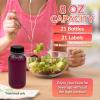 Reli. Plastic Juice Bottles [21 Pack] [8 oz] Round Plastic Juice Bottles with Caps & Sticker Labels | Clear, Empty for Juicing 8oz | Disposable, Reusable Containers for Juicing, Smoothies