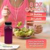 Reli. Plastic Juice Bottles [24 Pack] [8 oz] Square Plastic Juice Bottles with Caps & Sticker Labels | Clear, Empty for Juicing 8oz | Disposable, Reusable Containers for Juicing, Smoothies