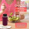 Reli. Plastic Juice Bottles [42 Pack Bulk] [8 oz] Round Plastic Juice Bottles with Caps & Sticker Labels | Clear, Empty for Juicing 8oz | Disposable, Reusable Containers for Juicing, Smoothies
