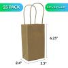 Reli. Small Gift Bags with Handles (55 Pack)(3.5×2.4×6.25″) | Brown Paper Gift Bags with Handles, Kraft Paper | Multi-Purpose for Shopping, Retail, Gifts, Takeout, DIY Party Favors