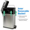 Reli. Small Trash Can with Lid, 1.3 Gallon (5 Liter) | Stainless Steel (Silver) | Small Bathroom Trash Can | Step Pedal Garbage Bin with Removable Bucket, Kitchen | Rectangular Metal Bin
