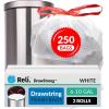 6-10 Gallon Trash Bags Drawstring | 250 Count | 22″x23″ | 6, 8, 10 Gallon Drawstring Garbage Bags | White Trash Can Liners | Small – Medium