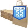 Reli. 10x5x13 in. Brown Paper Bags with Handles | 55 Pack | Kraft Paper Shopping Bags with Flat Handles | Ideal for Gifts, Retail, Shopping, Merchandise, Take Out/To Go, Party, Crafts