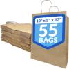 Reli. 10x5x13 in. Brown Paper Bags with Handles | 55 Pack | Kraft Paper Shopping Bags with Twist Handles | Ideal for Gifts, Retail, Shopping, Merchandise, Take Out/To Go, Party, Crafts