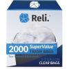 Reli. 1-2 Gallon Trash Bags | 2000 Bags | Clear | Bathroom | Strong | Garbage