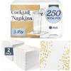 Reli. (250 Count) Cocktail Napkins 3-Ply, White and Gold Beverage Napkins | Disposable | 5 x 5 in. for Small Party, Bar, Wedding | Use for Coffee, Dessert (White/Gold)