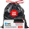 Reli. 39 Gallon Trash Bags Drawstring (200 Count Bulk) Large 39 Gallon Heavy Duty Drawstring Trash Bags – Black Garbage 39Gal Capacity, Lawn Leaf (39Gal)(1 Count (Pack of 200))
