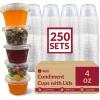 Reli. 4 oz Small Containers with Lids (250 Sets) | Jello Shot Cups with Lids | Clear Plastic Condiment Containers | Portion Cups, Sauce, Souffle | Stackable | Bulk