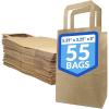 Reli. 5.25×3.25×8 in. Small Paper Bags with Handles | 55 Pack | Kraft Brown Paper Bags with Flat Handles | Ideal for Gifts, Retail, Shopping, Merchandise, Crafts