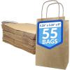 Reli. 5.25×3.25×8 in. Small Paper Bags with Handles | 55 Pack | Kraft Brown Paper Bags with Twist Handles | Ideal for Gifts, Retail, Shopping, Merchandise, Crafts
