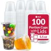 Reli. 5.5 oz Condiment Containers with Lids (100 sets) | Ideal for Sauce, Souffle, Samples, Jello Shot Cups | Disposable, BPA-Free Plastic | Small Containers 5.5oz, Bulk