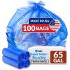 Reli. 65 Gallon Blue Recycling Bags, 100 Count, Heavy Duty, Large Trash Bags
