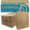 Reli. 8×4.5×10.25 in. Brown Paper Bags with Handles | 110 Pack | Kraft Brown Paper Bags with Flat Handles Bulk | Ideal for Gifts, Retail, Shopping, Merchandise, Crafts