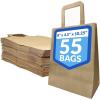 Reli. 8×4.5×10.25 in. Brown Paper Bags with Handles | 55 Pack | Kraft Brown Paper Bags with Flat Handles | Ideal for Gifts, Retail, Shopping, Merchandise, Crafts