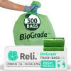 Reli. Biodegradable 16-25 Gallon Trash Bags | 500 Count Bulk | ASTM D6954 | Green | Eco-Friendly | Oxobiodegradable Under Certain Conditions (See Product Description)(1 Count (Pack of 500))