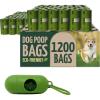 Reli. Biodegradable Dog Poop Bags w/Holder (1200 Count – 80 Rolls Bulk) | Leash Clip Dispenser | 9×13″ Large Dog Bags for Poop | Green Eco-Friendly Oxobiodegradable Waste Disposal Refills (Unscented)
