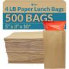 Reli. Brown Paper Bags | 500 Count | Paper Lunch Bags Ideal for Small Lunches and Crafts | Perfect for Sandwiches and Snacks(4 LB | Brown | 500 Pack)