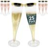 Reli. Champagne Flutes Plastic | 25 Pack | 4.5 oz – Gold Rim & Glitter | Premium Plastic Champagne Flutes | Party-Perfect for Celebrations