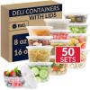 Reli. Deli Containers with Lids (50 Sets Total) Variety Pack – 8 oz (25 Sets) 16 oz (25 Sets) Plastic Soup Containers for To Go, Meal Prep, Food Storage | BPA Free, Disposable | Microwave Freezer Safe