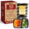 Reli. Meal Prep Containers, 30 oz. (50 Pack) – Black 2 Compartment Food Container with Lid, Microwavable Food Storage | Black Reusable Bento Box/Lunch Box for Meal Prep (30 oz)