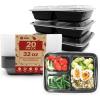 Reli. Meal Prep Containers 32 oz (20 Pack) 3 Compartment Meal Prep Containers Reusable, Microwave Safe | Plastic Togo Box for Food | Mealprep Box for Takeout, To Go, Leftover, Food