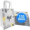 Reli. Paper Bags | 110 Pcs Bulk | 8″x4.5″x10.25″ | Paper Thank You Bags | White Handles | Printed Small Thank You Giftbag for Guests | Gifts, Wedding, Merchandise, Business(110 Count (Pack of 1))