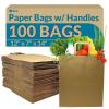 Reli. Paper Grocery Bags w/Handles (100 Pcs, Bulk)(12″x7″x14″) Large Paper Grocery Bags with Handles – Heavy Duty 57 Lbs Basis – Shopping, Takeout/To Go, Retail (Brown/Kraft)