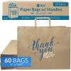 Reli. Paper Shopping Bags w/Handles | 60 Pcs | Large 16″x6″x12″ | Kraft Brown Paper Bags with Handles | Printed Thank You, Large | Take Out/To Go, Retail, Shopping Tote, Restaurant, Grocery
