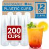 Reli. Plastic Cups 12 oz (200 Pack) | Clear Plastic Cups Disposable | PET Clear Disposable Bulk | 12 oz PET Containers for Iced Coffee, Smoothies, Cold Drinks, Party