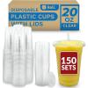 Reli. Plastic Cups with Lids 20 oz | 150 Sets | Clear Plastic Cups with Lids | To Go, Leak Proof | Use for Smoothies, Iced Coffee(150)