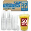 Reli. Plastic Cups with Lids 20 oz | 50 Sets | Clear Plastic Cups with Lids | To Go, Leak Proof | Use for Smoothies, Iced Coffee