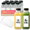 Reli. Plastic Juice Bottles [12 Pack] [16 oz] Square 16 oz Plastic Bottles with Caps & Sticker Labels | Clear, Empty for Drinks 16oz | Disposable, Reusable Containers for Juicing, Smoothies