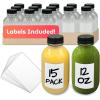 Reli. Plastic Juice Bottles [15 Pack] [12 oz] Round Plastic Juice Bottles with Caps & Sticker Labels | Clear, Empty for Juicing 12oz | Disposable, Reusable Containers for Juicing, Smoothies
