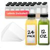 Reli. Plastic Juice Bottles [24 Pack] [12 oz] Square Plastic Juice Bottles with Caps & Sticker Labels | Clear, Empty for Juicing 12oz | Disposable, Reusable Containers for Juicing, Smoothies(24)