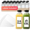 Reli. Plastic Juice Bottles [24 Pack] [8 oz] Square Plastic Juice Bottles with Caps & Sticker Labels | Clear, Empty for Juicing 8oz | Disposable, Reusable Containers for Juicing, Smoothies