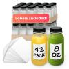 Reli. Plastic Juice Bottles [42 Pack Bulk] [8 oz] Round Plastic Juice Bottles with Caps & Sticker Labels | Clear, Empty for Juicing 8oz | Disposable, Reusable Containers for Juicing, Smoothies